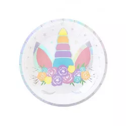 Unikornis papírtányér 18 cm, 6 darabos készlet