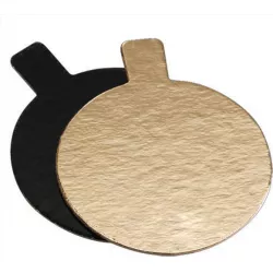 Aranyfényes fekete kerek alátét mini desszerthez, 8 cm, 1 db