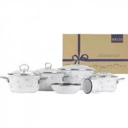 Belis BELIS Sada smaltovaného nádobí PREMIUM fehér 6-részes