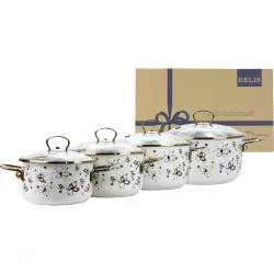 Belis BELIS Zománcozott edénykészlet PREMIUM krémszínű 4-részes