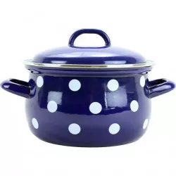 Belis BELIS Cseréptál s fémfedél PIKK, kék pettyes 24 cm/6,1 l