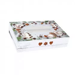 Rugas doboz hengeresíthető ablakos karácsonyi mézeskalácsok 22x15x5 cm