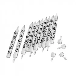 Születésnapi gyertyák focilabda 10 db 10 cm mélyzsinórrel, szívíjjal