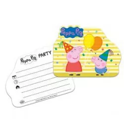 Ünnepi meghívó Pepa a malac születésnapi bulijára 6 darabos készlet