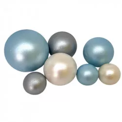 Csokoládé goly 7 db kék-fehér-ezüst színűek