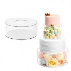 Akril tölthető kerek tortatál - középső polc 20x10 cm