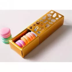 Makaroniszínek arany doboz díszített ablakkal 13 x 6 x 4 cm (4 darabnak)