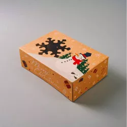 Karács doboztorta doboz kraft papírból gyöngyszem behúzóval (22 x 15 x 7 cm)