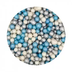 Cukor-rízs gyöngy keverék kék-fehér-szürke 5mm 1kg