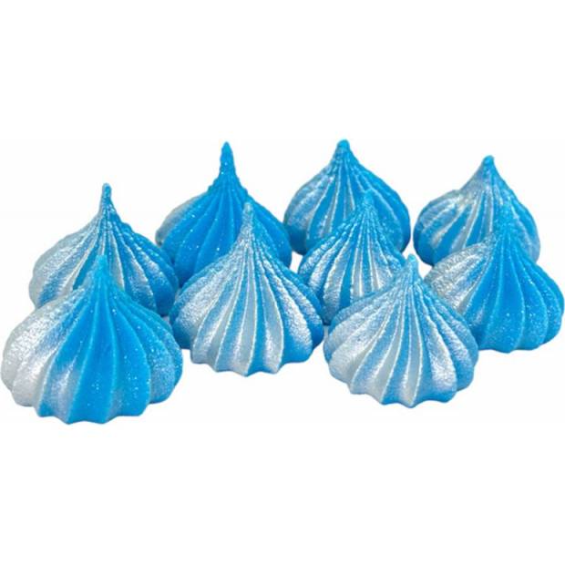 Mini habcsók kék ezüst csillámmal 9db