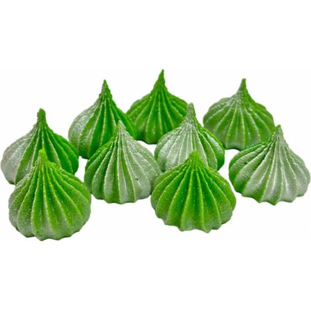Mini habcsók zöld ezüst csillámmal 9db