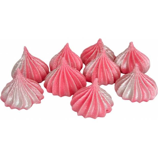 Mini habcsók rózsaszín ezüst csillámmal 9db