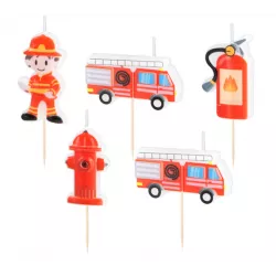 Csokor szülinapi gyertyák 5 db tűzoltók számára