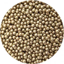 Cukorgolyógy gyöngyök fényes arany színű 5mm 80g