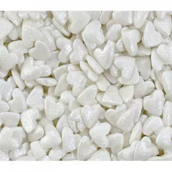 Cukrász díszítés fémes fehér szívek 80 g