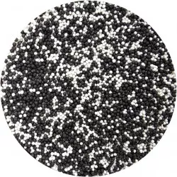 Cukorgyöngy fehér-fekete díszítés 80 g
