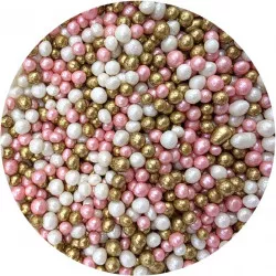 Rízskristály rózsaszín-fehér-arany 5 mm 80 g