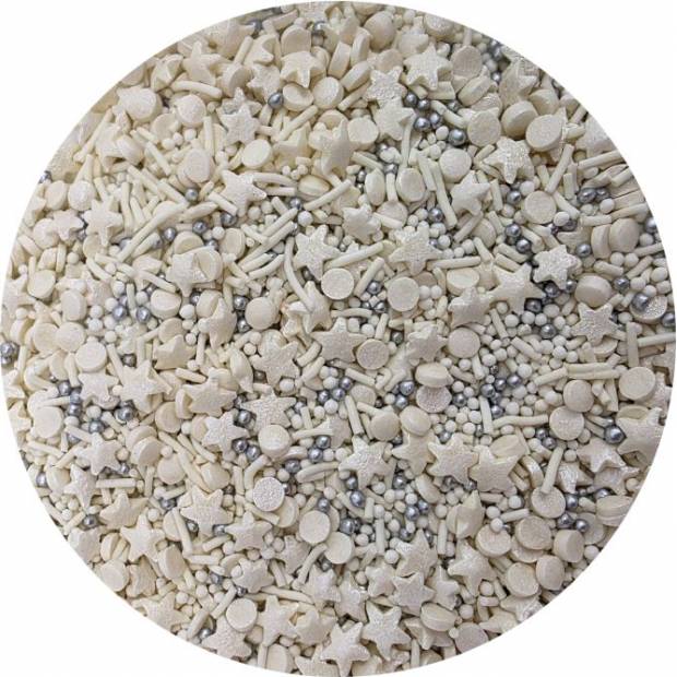 Cukor díszítő fehér mix 80g