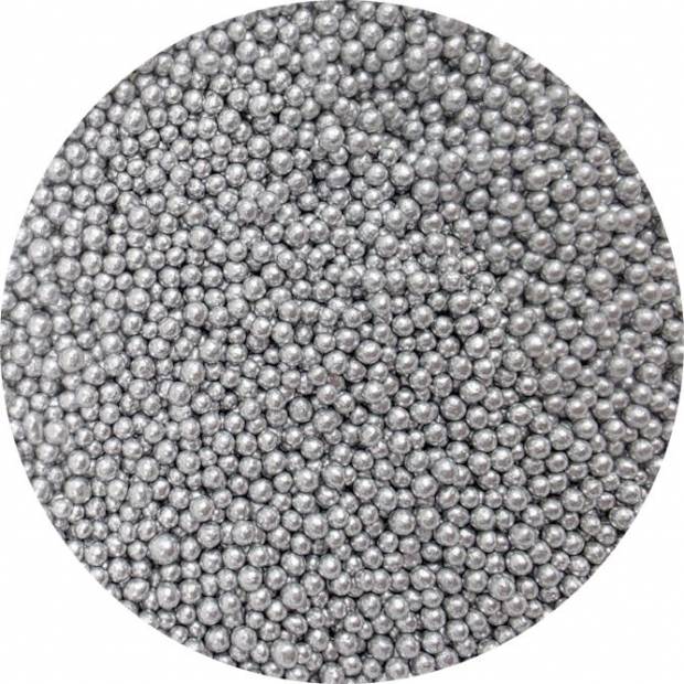 Cukor gyöngyök fémes ezüst 3-4mm 80g