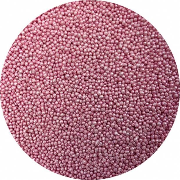 Cukor gyöngyök metál rózsaszín 2mm 80g