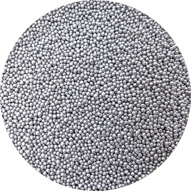 Cukor gyöngyök fémes ezüst 3-4mm 80g