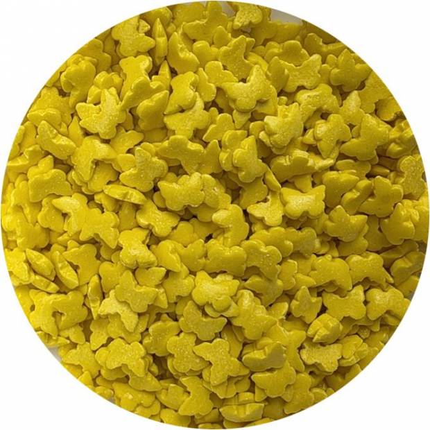 Cukor dekorációs sárga pillangók 80g