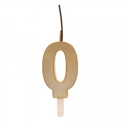 Arany gyertyácska színes pezsgővel, szám 0