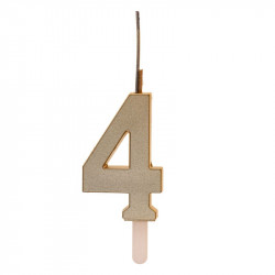 Arany gyertyácska színes pezsgővel a 4-es számmal