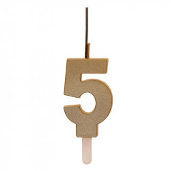 Arany gyertyácska tűzijáték-gyújtóval 5. számmal