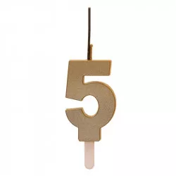 Arany gyertyácska tűzijáték-gyújtóval 5. számmal