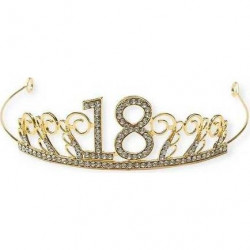 Étel nélküli dekoráció fém korona aranyszínű 18-es számmal