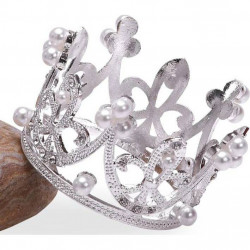 Étel nélküli dísz ezüst koronás, kis méretű fehér gyöngyökkel 2