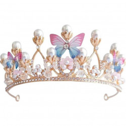 Étel nemű dísz kovos Korona aranybarát gyöngyökkel és pillangókkal