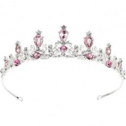 Ételmentes dísz ezüst korona rózsaszín kövekkel