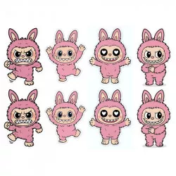 Rágcsálható papír a Labubu kivágásához rózsaszín