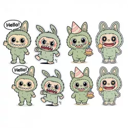 Zöld papírvászon, amely kivágásra szolgál Labubu számára