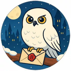 Szeletelt papír Bagoly Hedvika a tél Harry Potter rajzolt 19,5 cm