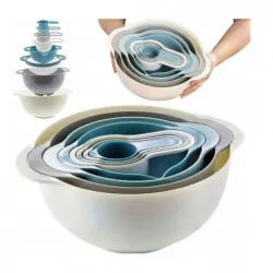 8 darab edénykészlet mérőedényekkel és szűrőkkel