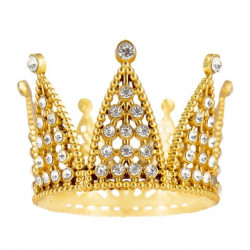 Arany korona ezüst kristályokkal 7 cm