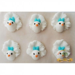 Cukorgyöngy dekoráció galambka kék masnival 6 db