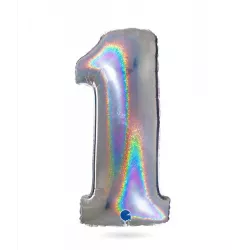 Hózhabosított lufi szám 1 hologram 102 cm