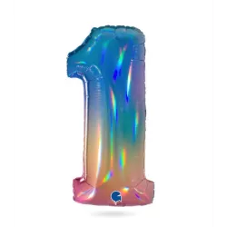 Felfújható lufi szám 1 szivárványos 102 cm