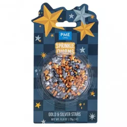 Cukrozott díszítés arany és ezüst csillagok 25 g
