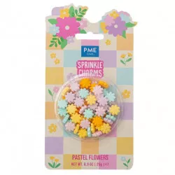 Cukorgyöngy díszítés pasztell virágocskák 12mm, 25g