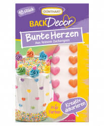 Színes cukorszirupos, szív alakú díszítők, 13 g