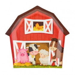 Papírtányérok, farmermintás, 6 db, 20×20 cm