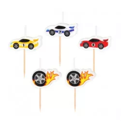 Születésnapi versenyautós gyertya, 5 db