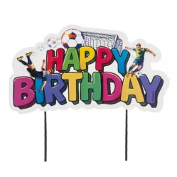 Papír születésnapi tortadísz, labdarúgás, átmérő: 16,5 cm