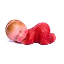 Piros alvó marcipánbaba, 35 g, 7 cm