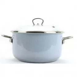 Zománcozott lábas üvegfedővel, 16 cm – 1,5 l – PREMIUM, szürke | BELIS